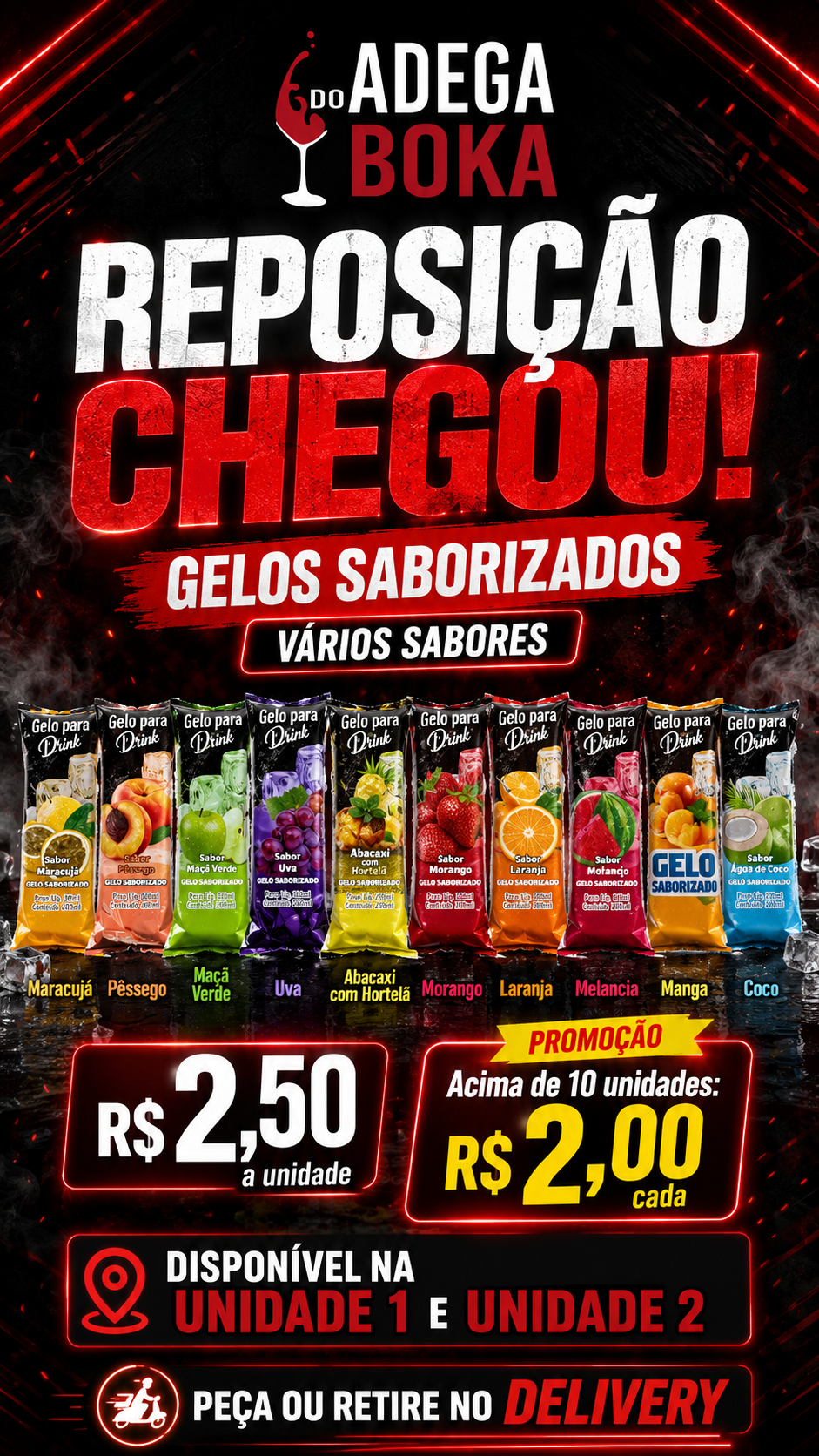 Gelos saborizados pacote com 10