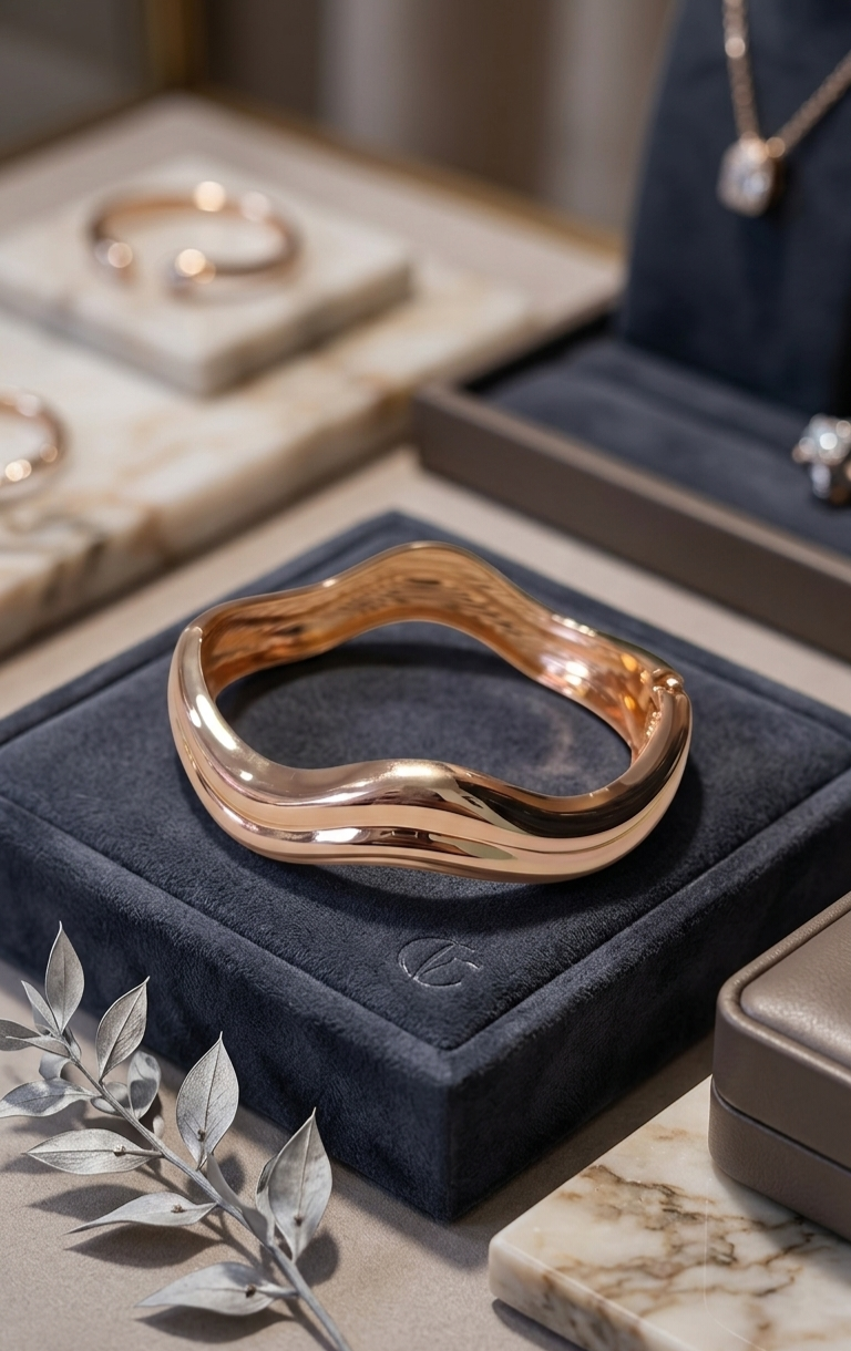 Bracelete Dourado Ondulado