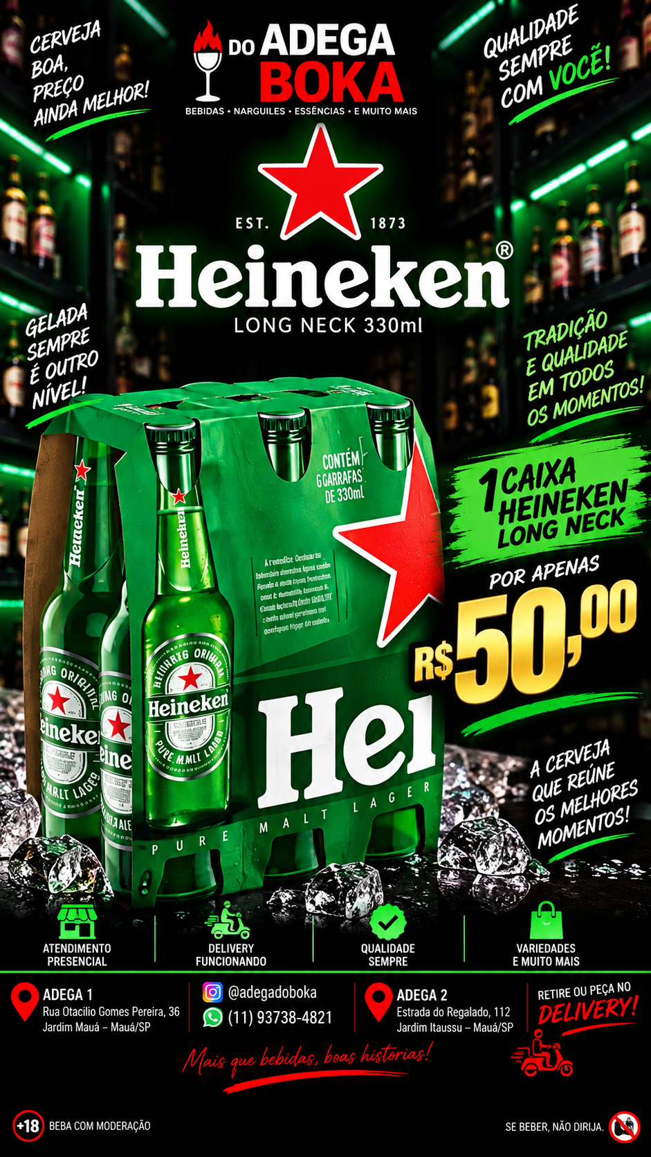 Cerveja Heineken long neck caixa com 6 garrafas de 330 ml