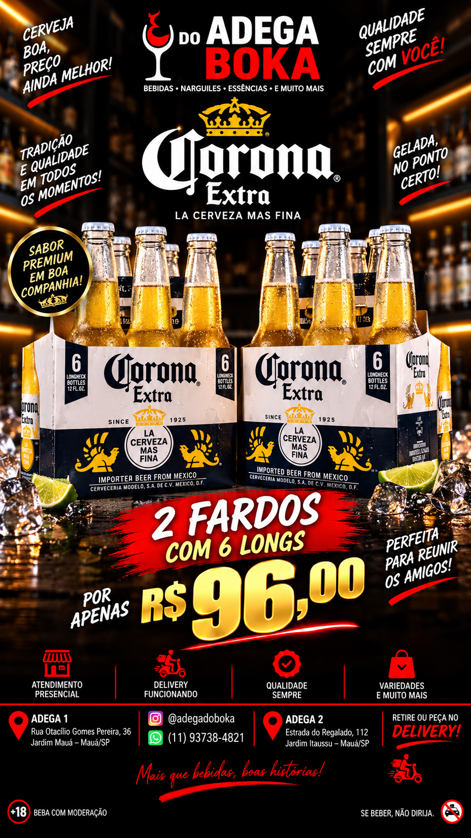 Cerveja Corona Extra long neck 2 fardos com 6 unidades