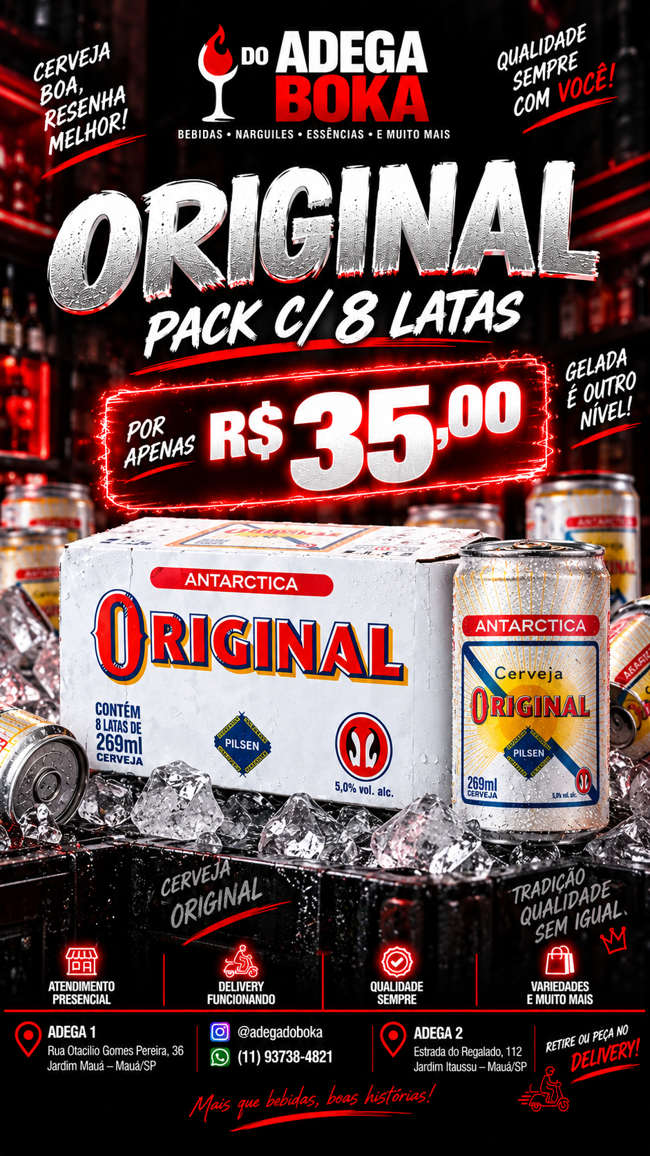 Caixa de cerveja Antarctica Original com 8 latas geladas!!