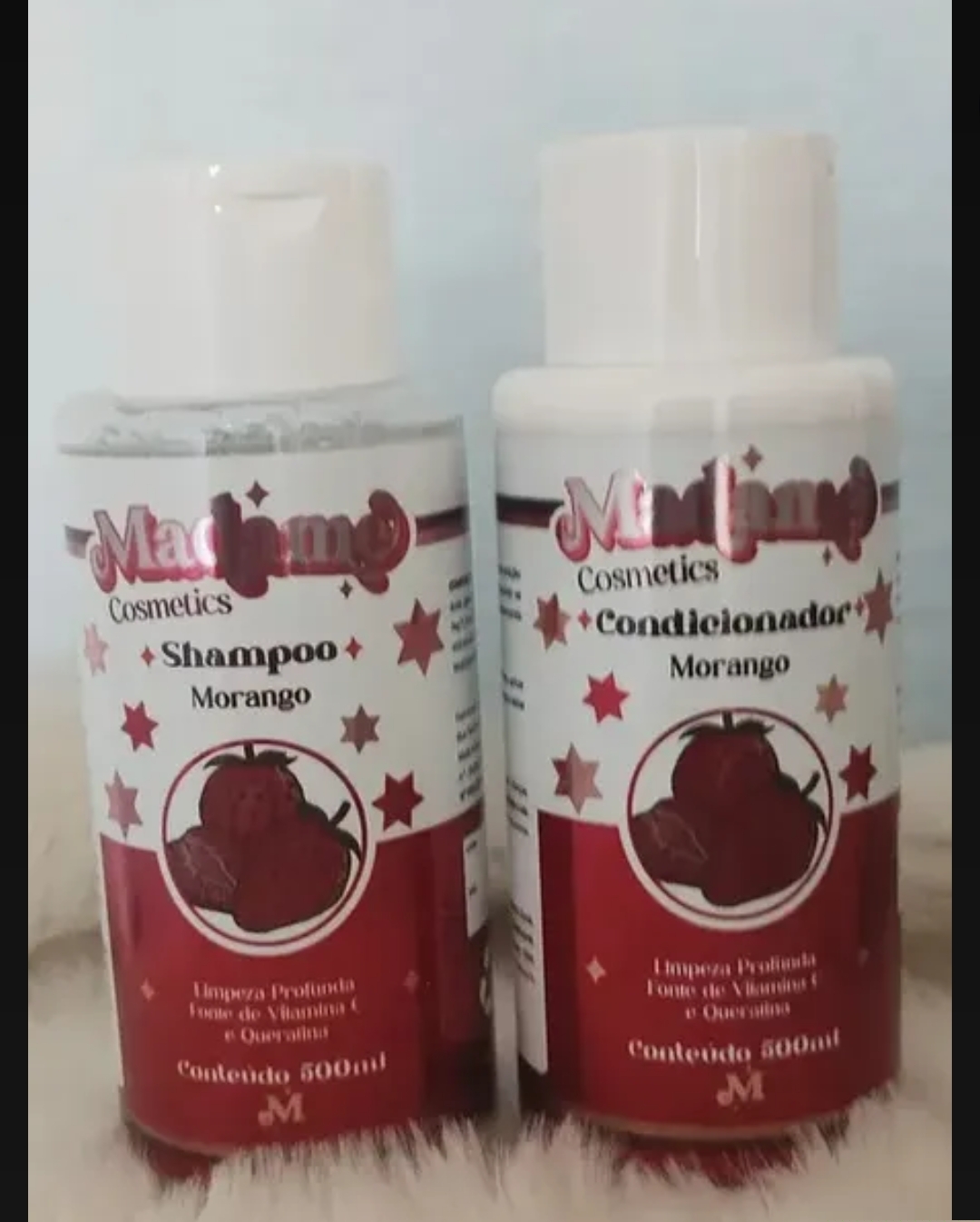 Kit Morango Madame Cosmetics shampoo e condicionador 500 ml