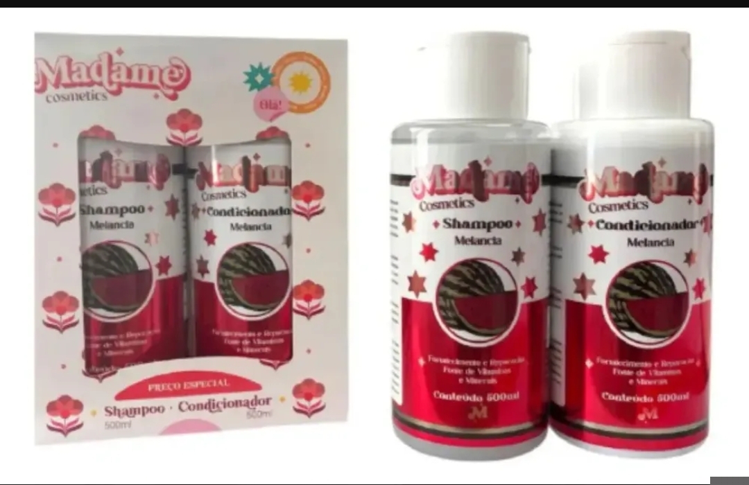 Kit Melancia Madame Cosmetics shampoo e condicionador 500 ml