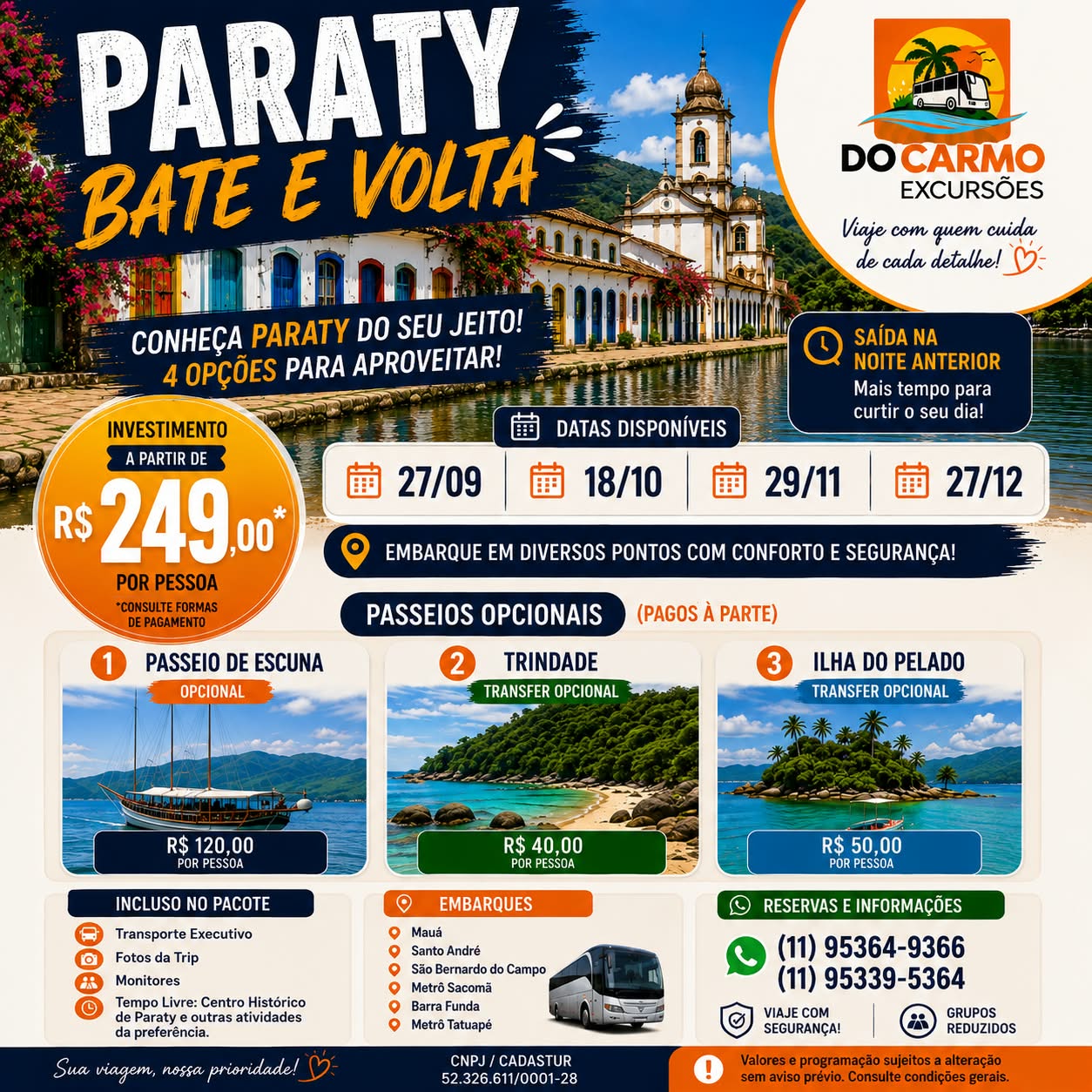 Excursão Do Carmo para Paraty com bate-volta