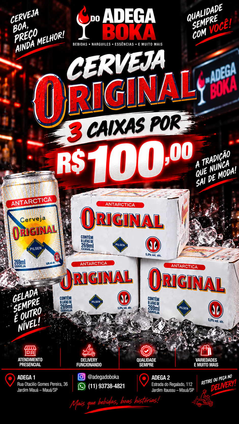 Cerveja Antarctica Original com 3 caixas de 8 latas de 269 ml
