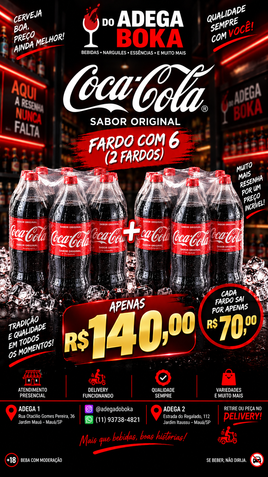 Refrigerante Coca-Cola sabor original 2 litros com 2 fardos