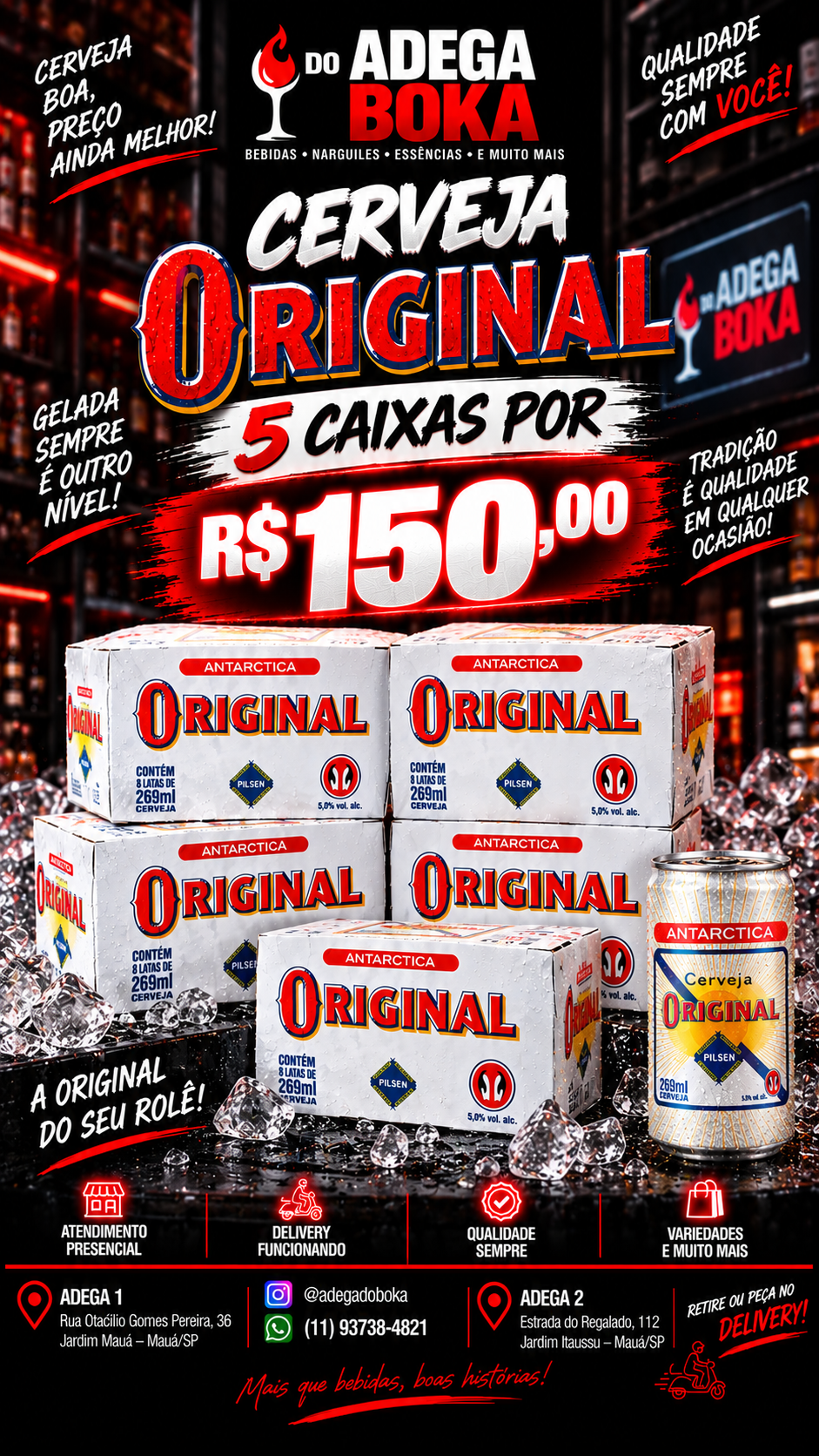 Cerveja Antarctica Original pilsen com 5 caixas